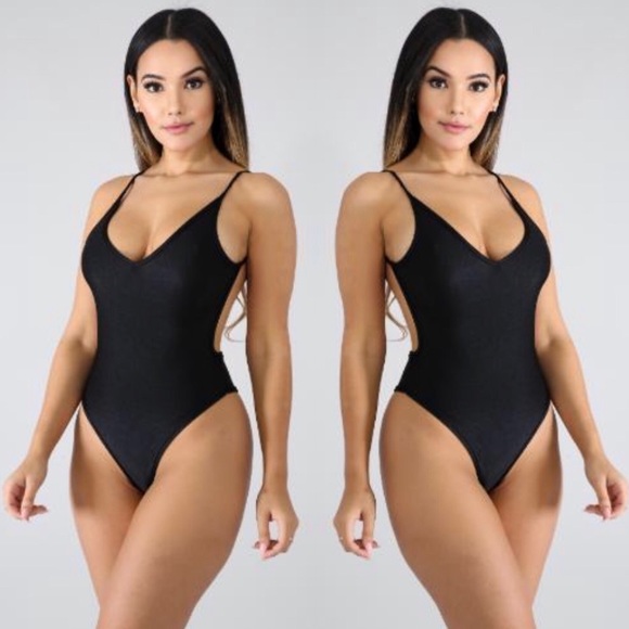 Women's Sexy Nylon Black Bodysuit - Picture 3 of 5